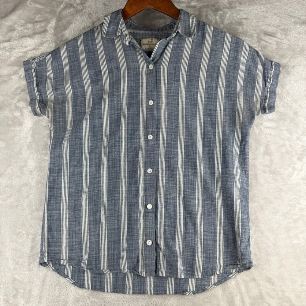 Marine Layer Blue and White Striped Button-Down Shirt